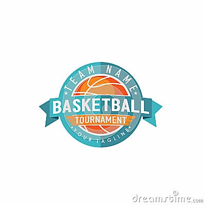 Amazing design for Basketball competition with green and orange colors Vector Illustration