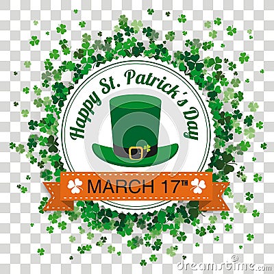 Emblem St Patricks Day Shamrocks Transparent Vector Illustration