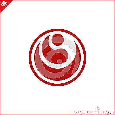 Emblem, symbol martial arts. KOKORO SHINKYOKUSHINKAI Vector Illustration