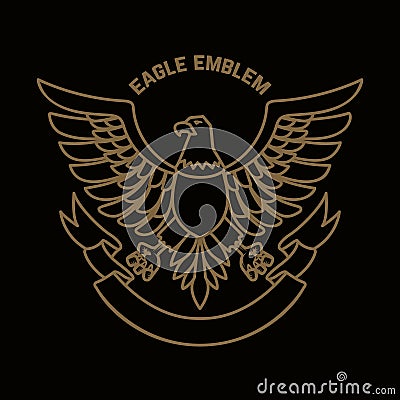 Emblem template with eagle in golden style. Design elements for logo, label, sign, menu Vector Illustration