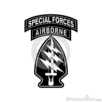 Emblem of US Army Special Forces groups Green Berets. De Oppresso Liber Vector Illustration
