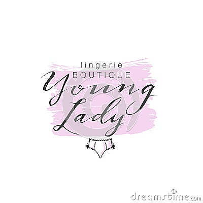 Vector emblem woman lingerie theme with lettering Vector Illustration