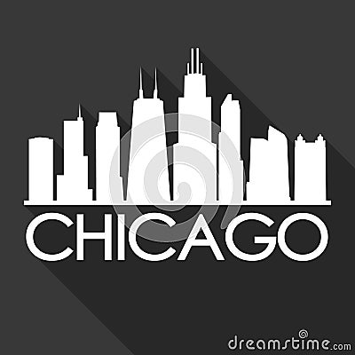 Chicago Illinois United States Of America USA Icon Vector Art Flat Shadow Design Skyline City Silhouette Template Black Vector Illustration