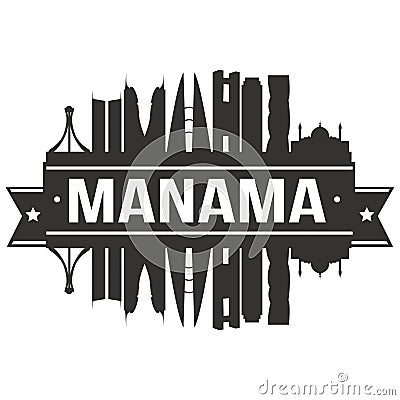 Manama Bahrain Asia Icon Vector Art Design Skyline Flat City Silhouette Editable Template Vector Illustration