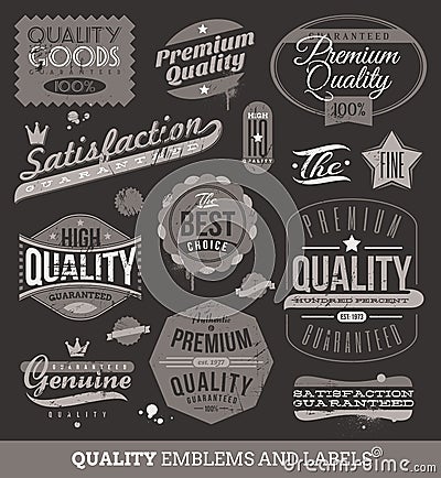 Emblems and labels of quality and guaranteed Vector Illustration