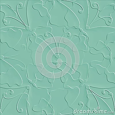 Embossed abstract 3d butterflies vector seamless pattern. Ornamental patterned line art relief background. Hand drawn surface Vector Illustration