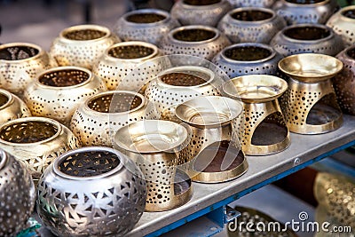 Embossed dishes of Morocco Stock Photo