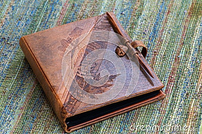 Embossed Leather Book Stock Photo