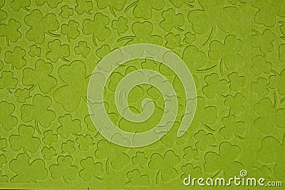 Embossed light green carton paper. Background of shamrock. Stock Photo