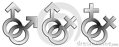 Embossed Sign of Male And Female Stock Photo