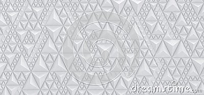 Embossed white background of triangles - 3D illustration Cartoon Illustration