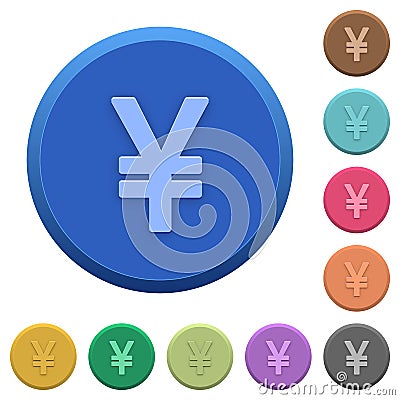 Embossed Yen sign buttons Stock Photo