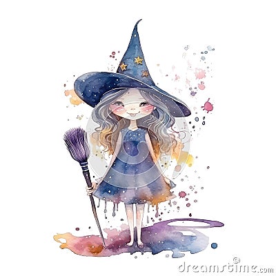 Embrace the dark allure of a witch queen through a captivating watercolor painting, infused with mesmerizing glitter, conjuring an Stock Photo