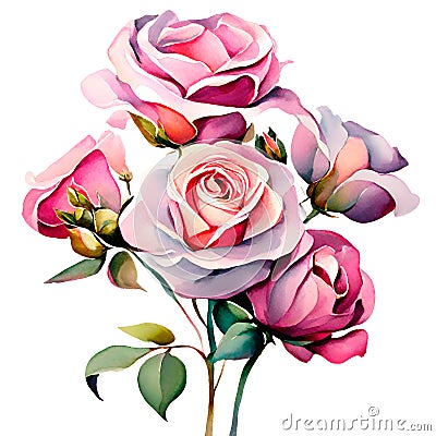 Roses in Bloom: Watercolor Charm PNG Collection Stock Photo