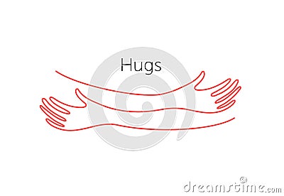 Embrace icon, arms hugging vector illustration, hands hug linear vector logo template. Care, love and charity symbol Vector Illustration