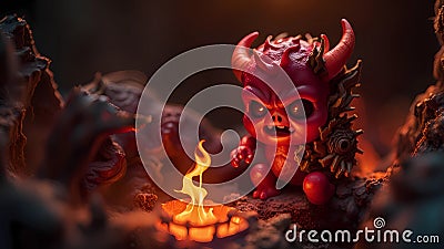 3D devil cartoon character illustration ai generated Stock Photo