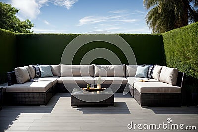 Embrace the Outdoors Luxurious Outdoor Furniture Set.AI Generated Stock Photo