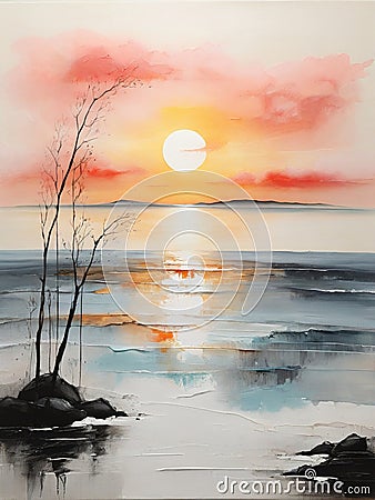 wabi sabi sunrise art Stock Photo