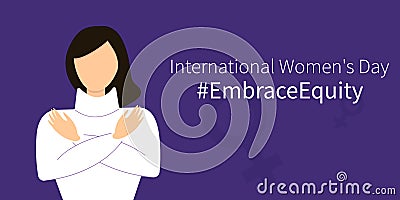 #EmbraceEquity.Women's Day banner.International womens day.2023 womens day. Cartoon Illustration