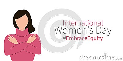 #EmbraceEquity. 2023 womens day. Women's Day banner. Cartoon Illustration