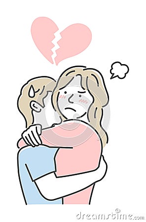 Embraces loving couple vector illustration | angry, upset Vector Illustration