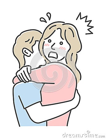 Embraces loving couple vector illustration | confused, impatience Vector Illustration