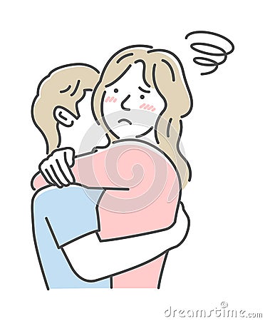 Embraces loving couple vector illustration | depression, disappointment Vector Illustration