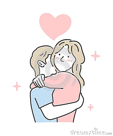 Embraces loving couple vector illustration | love, happiness Vector Illustration