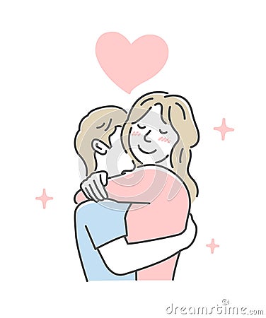 Embraces loving couple vector illustration | love, happiness Vector Illustration