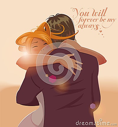 Embraces of a loving couple. Vector illustration Vector Illustration