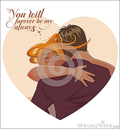 Embraces of a loving couple. Vector illustration Vector Illustration