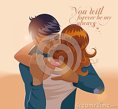 Embraces of a loving couple. Vector illustration Vector Illustration