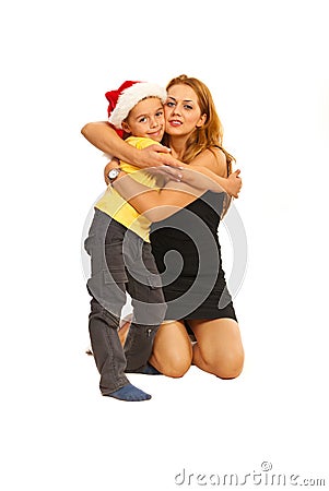 Embracing mother with son Stock Photo