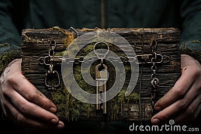Embracing new beginnings keys in hand, door slightly open, path ready to be explored Stock Photo