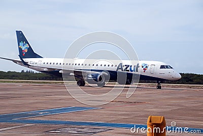 Embraer Azul company aircraft at Jericoacoara airport Editorial Stock Photo