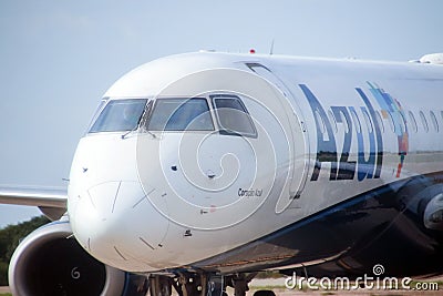 Embraer Azul company aircraft at Jericoacoara airport Editorial Stock Photo