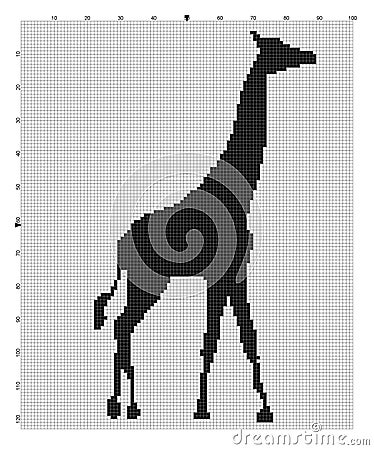 Embroider animal giraffe for an embroidery hands a cross Stock Photo