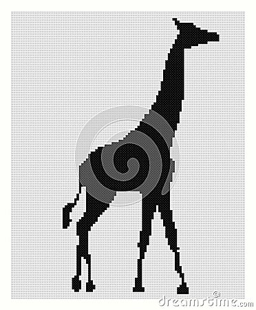 Embroider animal giraffe for an embroidery hands a cross Stock Photo