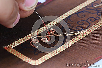 Embroider with Thai pattern Stock Photo