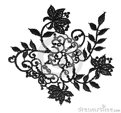 Embroidered lace trim over white Stock Photo