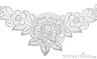 Embroidered lace trim over white Stock Photo