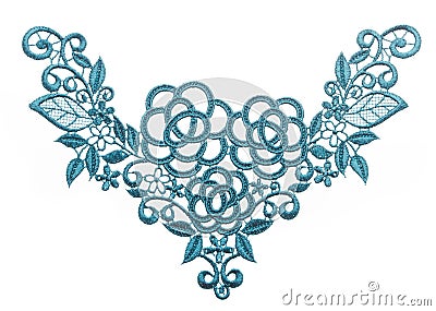 Embroidered lace trim over white Stock Photo