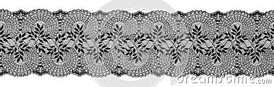 Embroidered Lace Trim Ribbon, Needlework Border, Embroidly Stock Photo