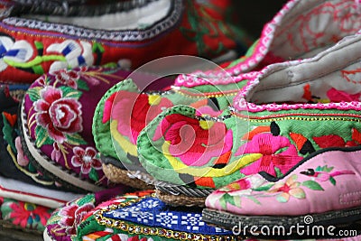 Embroidered shoes Stock Photo