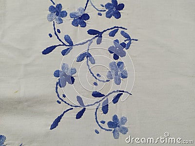 Embroidery on bedsheet Stock Photo