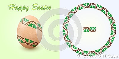 Embroidery Best Easter World Egg. Round ornament like handmade cross-stitch ethnic Ukraine pattern. Vector Illustration
