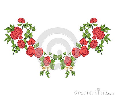 Embroidery for the collar line. Floral ornament in vintage style Vector Illustration