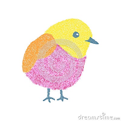 Embroidery cute bird design for clothing. isolated animal vector Vector Illustration