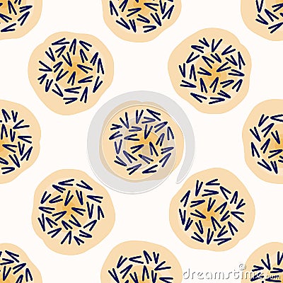 Embroidery Dot All Over Print Vector Texture. Modern Geometric Hand Drawn Stitch Circle. Seamless Abstract Spotty Pattern Stock Photo