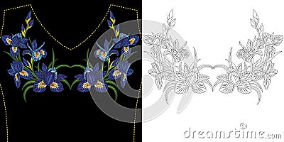 Embroidery floral design Vector Illustration